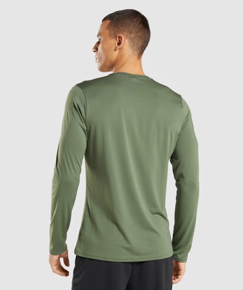 Koszulki Gymshark Arrival Long Sleeve Męskie Oliwkowe | PL 564BSM